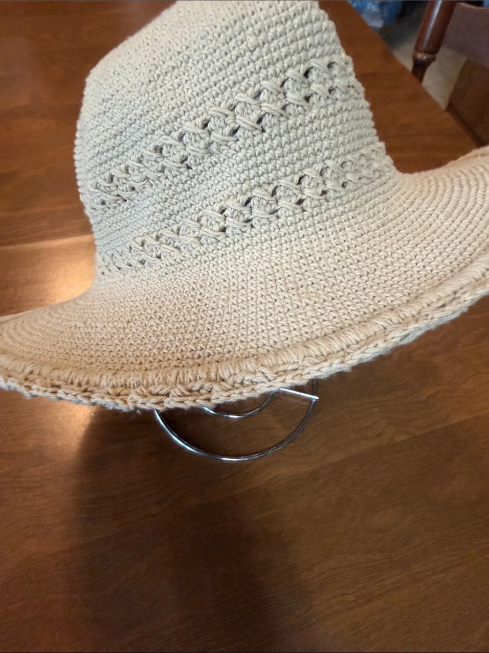 Women’s Cream Crochet Sun Hat-Lightweight Beach Hat